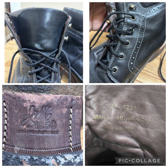 Johnston & Murphy JM 1850 Leather Boots Mens 10.5 Black Cap Toe Lace Up USA main image 9